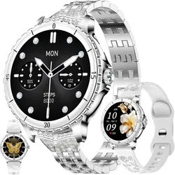 SGDDFIT Smartwatch (3,2 cm, android ios), 1.27 Zoll AMOLED Smartwatch mit Bluetooth und Fitnessfunktionen silberfarben