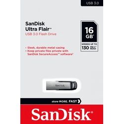 Sandisk USB 3.0 Stick 16GB, Ultra Flair Typ-A, (R) 130MB/s, SecureAccess, Retail-Blister