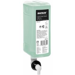 KATRIN Flüssigseife Green, mit Duft, 1000 ml, Milde Handseife für das tägliche Händewaschen, 1 Karton = 6 Patronen à 1000 ml