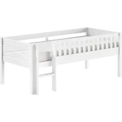 Vipack Spielbett Scott mit niedriger Einstiegshöhe, inkl. Leiter und Rolllattenrost, in Kiefer massiv, weiß 90x200 cm, wahlweise ohne und mit Rollboxen weiß