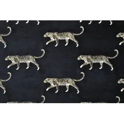 Stofferia Stoff Polsterstoff Chenille Viskose Samt Leopard Schwarz, Meterware schwarz