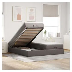 vidaXL Bett, Ottoman-Bett mit Matratzen Taupe 180x200 cm Stoff