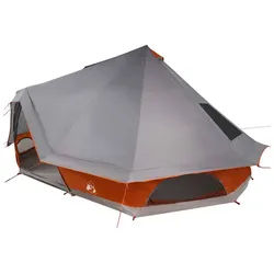 vidaXL Tipi-Zelt Tipi Zelt mit Dach Grau und Orange 680 x 430 x 270 cm Taft, Personen: 10 (1 tlg) grau
