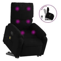 vidaXL Massagesessel, Relaxsessel mit Aufstehhilfe Schwarz Stoff
