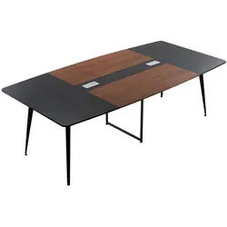 VEVOR Konferenztisch Besprechungstisch für 10 Personen 6-tlg. 240 x 120 cm bootförmiger Schreibtisch Seminartisch Meetingtisch Mehrzwecktisch Pausentisch mit Metallbeinen für Büro Konferenzraum