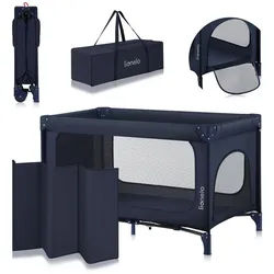 lionelo Baby-Reisebett JASMIN EASY FOLD, Easy-Fold-System / Sekundenschnelles Klappen / Werkzeuglos blau