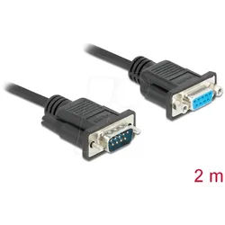 DELOCK 86602 - Kabel Seriell, RS-232, Stecker/Buchse mit Muttern, 2 m