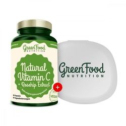 GreenFood Nutrition Natural Vitamin C + Hagebutten Extrakt Kapselbehälter Kapseln 60 St