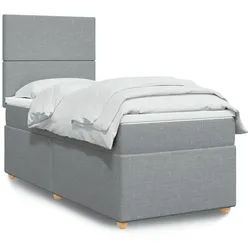 vidaXL Boxspringbett, Boxspringbett mit Matratze Hellgrau 100x200 cm Stoff