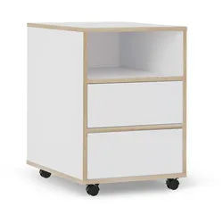 Vicco Rollcontainer Tetrix, Weiß, 42 x 55 cm mit Regalen und 2 Schubladen , Holzwerkstoff , 1 Fächer , Rechteckig , 42x60.5x55 cm , Kleinmöbel, Kommoden, Kommoden