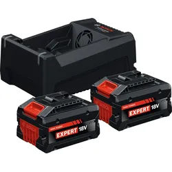BOSCH Professional Werkzeugakkus mit Schnellladegerät EXPERT Starter Set 18V Li-Ion 2 x 5,5 Ah