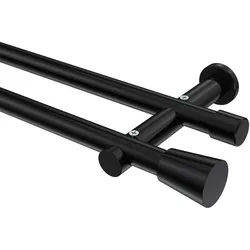 GARDINENSTANGE Platon Sitra 540 cm (geteilt in 3 x 180 cm), 2-läufig (ohne Ringe), 20 mm Ø Schwarz