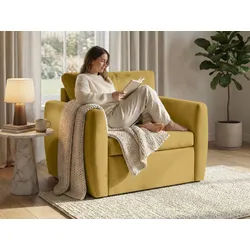 Beautysofa Relaxsessel KAMEL mit Schlaffunktion und Bettkasten (freistehend, kompakter Schlafsessel für Wohnzimmer & Gästezimmer, Velours TRINITY), Schlafsessel ausklappbar, moderner Sessel mit Liegefläche 188x82 cm gelb