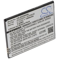 Akku nur passend für den Archos AC50EHE Akku AC2000A1, Archos 50e Helium 4G, Li-ion, 3,7V, 1500mAh, 5,6Wh