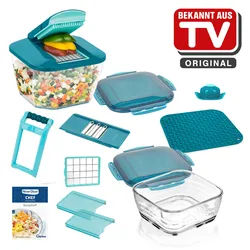 GENIUS Nicer Dicer Chef Professional Set 15-teilig petrol inklusive Glasschüssel