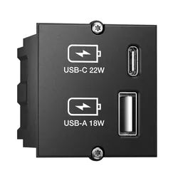 BACHMANN Custom Modul USB Charger Typ A & C 22W, Quickcharge, schwarz