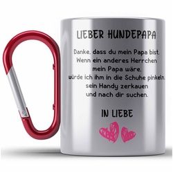 Trendation Thermotasse Hunde Papa Geschenk Edelstahl Tasse mit Spruch für Hundepapa rot