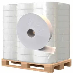 Jumbo-Toilettenpapier, Tissue, 2-lagig, hochweiß, 380 m, Rollendurchmesser 28 cm, 100% Zellstoff, 1⁄2 Palette = 21 Pakete à 6 x 380 Meter