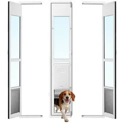 VEVOR Hundeklappe für Glasschiebetür, Hundetür Höhenverstellbar von 1927 bis 2049 mm, Rahmen aus Aluminiumlegierung mit Klappe, Abschließbar, für Große Hunde, 180° Schwenkbare Haustiertür, L