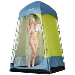 VEVOR Duschzelt mit 1 Raum, Toilettenzelt (1397x1397x2184 mm) Umkleidezelt inkl. Heringen & Seilen & Tragetasche & Stahlstange, aus 200D Oxford-Gewebe für Camping Strand Angeln Grün