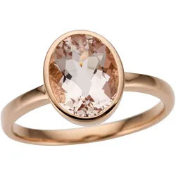 Goldring FIRETTI "Schmuck Geschenk Gold 585 Damenring Goldring Edelstein Farbstein" Gr. 18, rosa (roségoldfarben, rosa), Fingerringe, Damen, 18, Roségold 585, 2mm, Goldring, mit Morganit