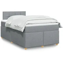 vidaXL Boxspringbett, Boxspringbett mit Matratze Hellgrau 120x200 cm Stoff