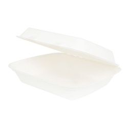 Greenbox Menüschale mit Klappdeckel, HP4, 25 x 20 x 7,5 cm, Schlichte rechteckige Take away Essensbox, 1 Packung = 50 Stück