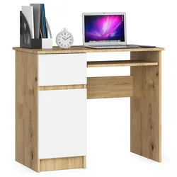 Raumhirsch Furniture Schreibtisch Eiche Artisan, Weiß 77/90/50 , Holzwerkstoff , Rechteckig , 90x77x50 cm , Büromöbel, Schreibtische, Schreibtische