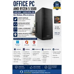 Office PC AMD Ryzen 5 5500 16GB RAM 240GB NVMe, incl. Windows, Office und Antivi...