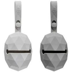 MiaMia Schnuller Diamant - Grau Hellgrau, 2er Pack Silikon Schnullerbox Schnullertasche Aufbewahrungsbox grau
