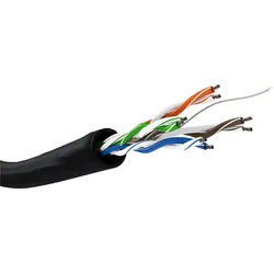 Goobay CAT 5e Outdoor Netzwerkkabel, U/UTP, schwarz - Kupferkaschierter Aluminiumleiter (CCA), AWG 26/7 (stranded), Polyethylen-Kabelmantel (PE)