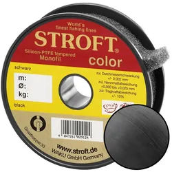 Stroft Angelschnur STROFT Color Monofile Angelschnur Schwarz, 500 m Länge, 0.33 mm Fadendurchmesser, (1-St), 9.0kg Tragkraft schwarz 500 m