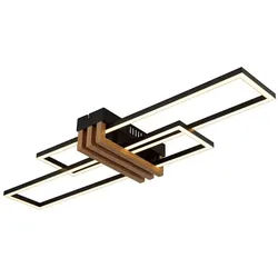 GLOBO LIGHTING LED Deckenleuchte, LED-Leuchtmittel fest verbaut, Warmweiß, Designleuchte Deckenlampe LED Holzoptik schwarz opal Wohnzimmerleuchte schwarz