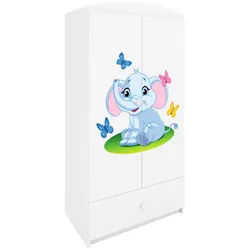 Raumhirsch Furniture Kinderkleiderschrank mit Tiermotiven - Kleiderschrank für Kinder (Kinderzimmerschrank für Jungen & Mädchen, Mit Ablagefächern & Kleiderstange) neutrale Motive, langlebig, verschiedene Farben & Designs weiß