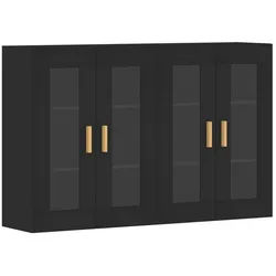 vidaXL Sideboard Wandschränke 2 Stk. Schwarz Holzwerkstoff (2 St) schwarz