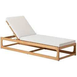 Dehner Gartenliege Port-au-Prince, 75 x 90 x 208 cm B/H/T, FSC®-zertifiziertes Teakholz, komfortable Sonnenliege mit 4-fach verstellbarem Kopfteil und Polster