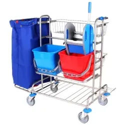 Floorstar Top RW 2 T ESTAWA Reinigungswagen, Edelstahl RW 2T 2 70 ES , Fassungsvermögen: 2 x 70 Liter