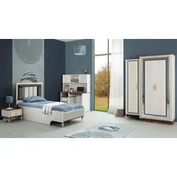 Xlmoebel Jugendzimmer-Set Kindermöbel Set 4tlg Bett Tische Weiß Holz für Kinderzimmer, (4-tlg), Made in Europa weiß