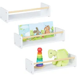 Relaxdays 3Xkinderregal , Weiß , Holzwerkstoff, Holz , 50x12x18 cm , Babymöbel & Kindermöbel, Babyzimmer, Babyregale & Kinderregale