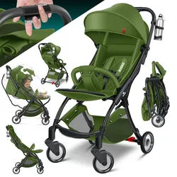 KIDIZ® Kinderwagen Premium Kinderbuggy klappbar Liegebuggy Sportwagen Faltbar 360°Räder 5-Punkt Gurt Inkl. Getränkehalter & Regenabdeckung, verstellbare Rückenlehne & Sonnenverdeck
