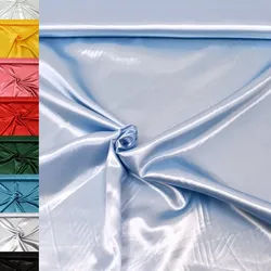 MAGAM-Stoffe Stoff "Estelle", Satin glänzend einfarbig uni ideal für Kleidung und Deko Meterware blau