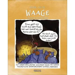 Korsch Verlag Wandkalender Waage 2027 Sternzeichenkalender-Cartoonkalender als Wandkalender im Fo weiß
