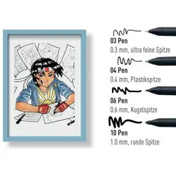 SAKURA Manga-Set PIGMA SENSEI, 4er Etui, schwarz
