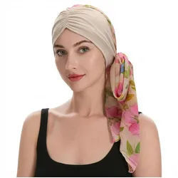 LuxusKollektion Turbanmütze Turban Damen Sommer Bedruckt Kopftuch Pink Magnolia Beige