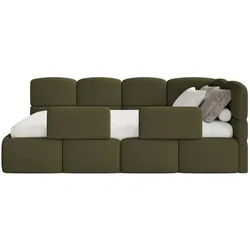 Selsey Jugendbett Cloudy rechts mit Matratze und Rausfallschutz Bouclé Olivgrün , Textil , 90x200 cm , Babymöbel & Kindermöbel, Kinderzimmer & Jugendzimmer, Kinderbetten, Kinderbetten & Jugendbetten