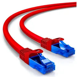 deleyCON deleyCON 0,5m CAT6 Patchkabel Netzwerkkabel Ethernet LAN DSL Kabel Rot LAN-Kabel