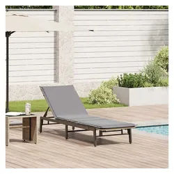 vidaXL Gartenliege, Sonnenliege mit Auflage Beige Poly Rattan