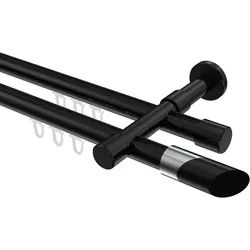 GARDINENSTANGE INNENLAUF Prestige Verano 360 cm (geteilt in 2 x 180 cm), 2-läufig, 20 mm Ø Schwarz