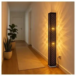 GLOBO LIGHTING LED Stehlampe, Leuchtmittel inklusive, Warmweiß, Design Steh Lampe schwarz Wohn Zimmer Decken Fluter Stand Leuchte im schwarz