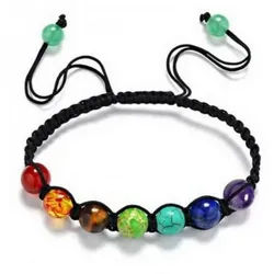 Saraswati Armband Armband Baumwolle, Chakra Edelsteine, 16-28cm länge verstellbar